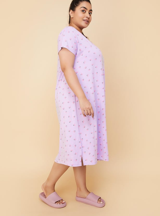 Women Printed Knit Night Dress