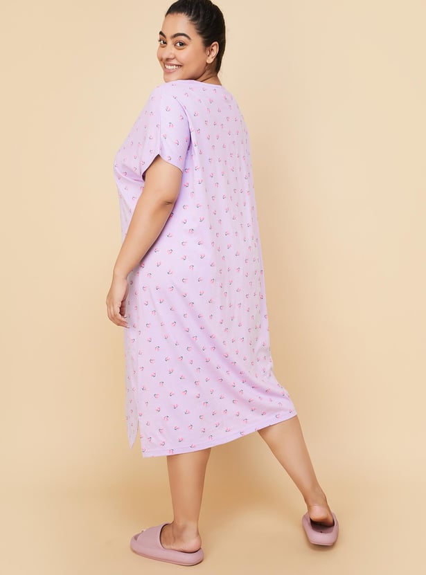 Women Printed Knit Night Dress