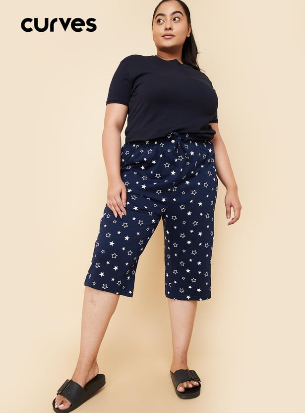 Buy Women Star Printed Knit Capris Online at just Rs. 599.0 ...