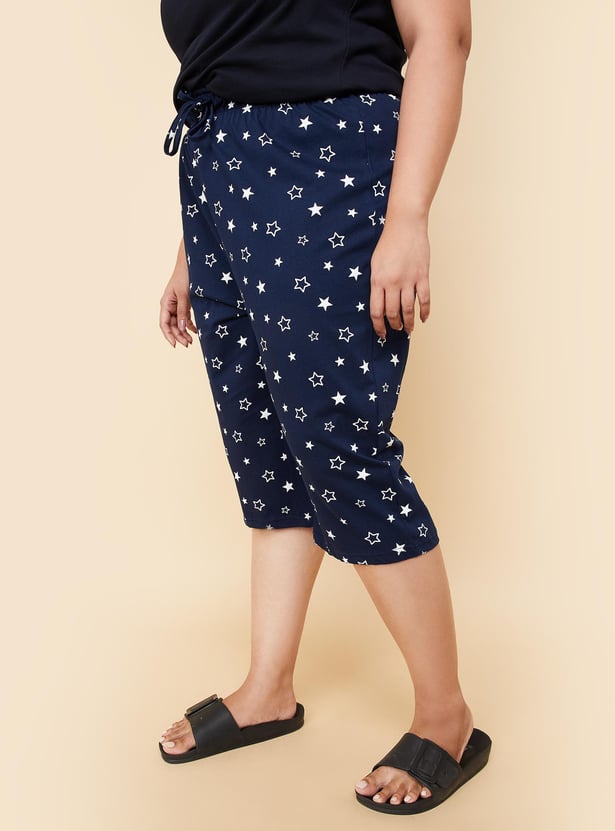 Buy Women Star Printed Knit Capris Online at just Rs. 599.0 ...