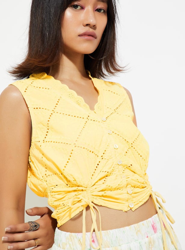 URB_N Women Embroidered Crop Top