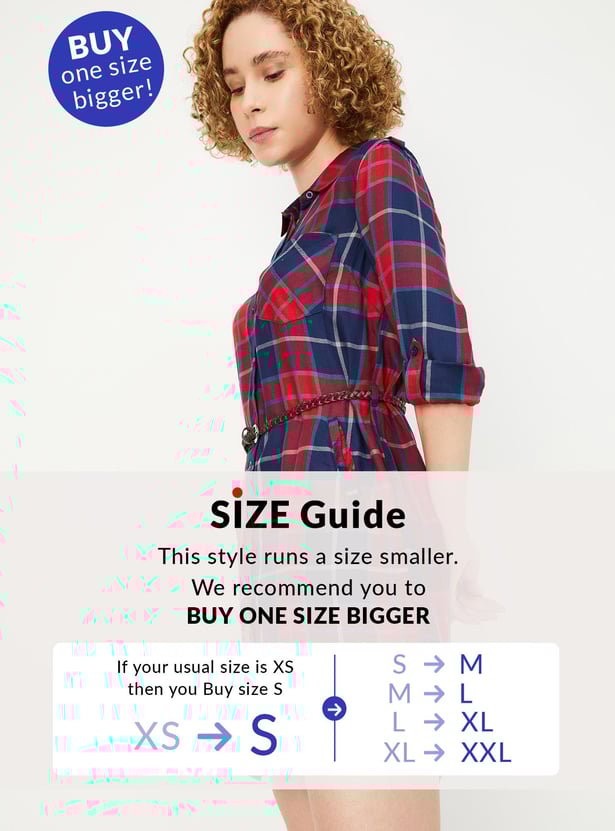 Women Checked Belted Tunic