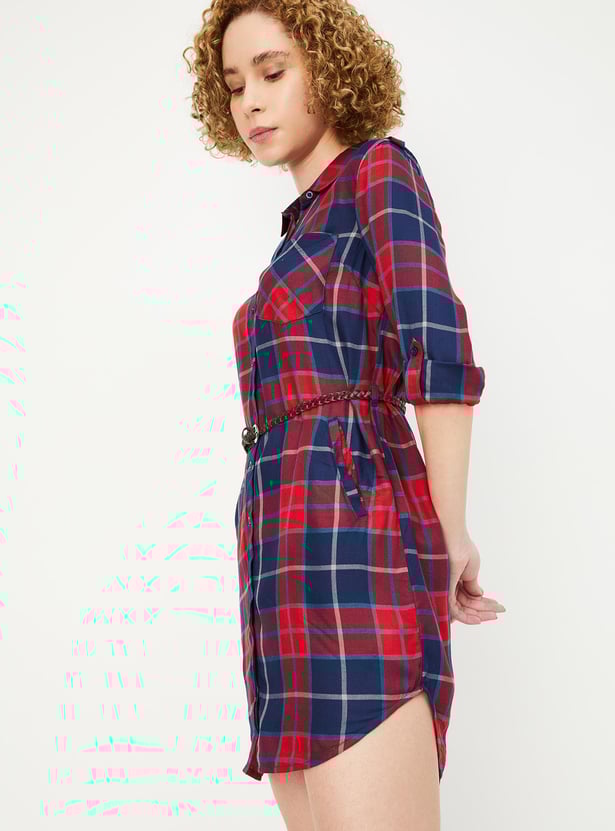 Women Checked Belted Tunic