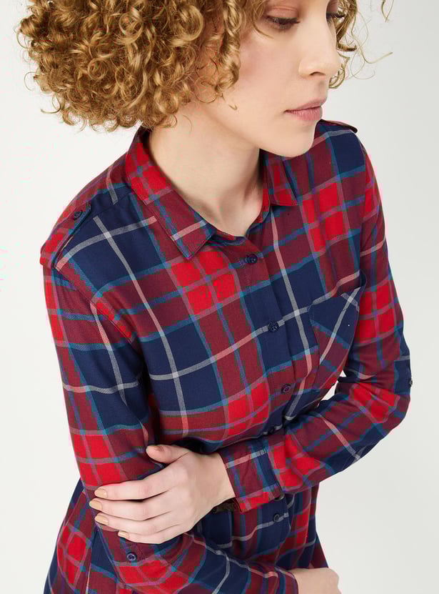 Women Checked Belted Tunic