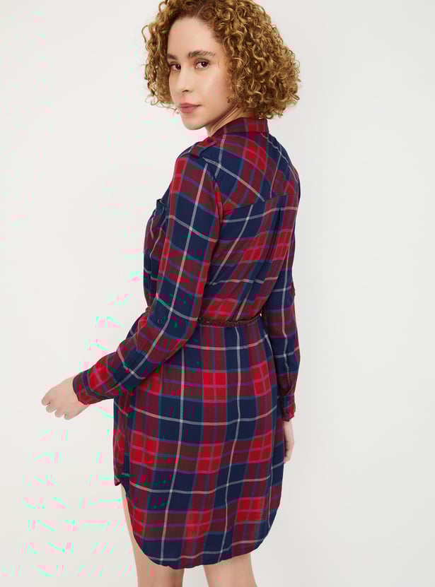 Women Checked Belted Tunic