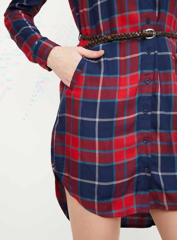 Women Checked Belted Tunic
