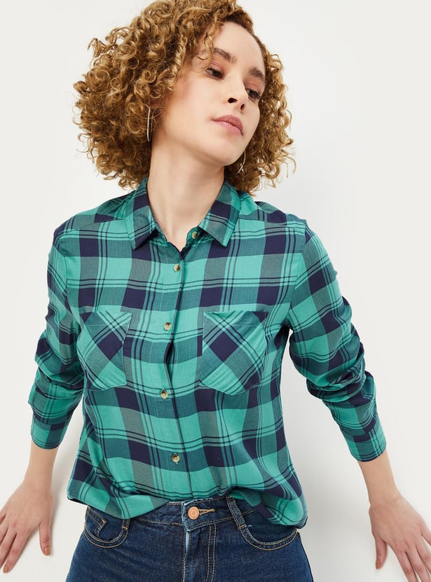 Women Checked Yarn Dyed Shirt