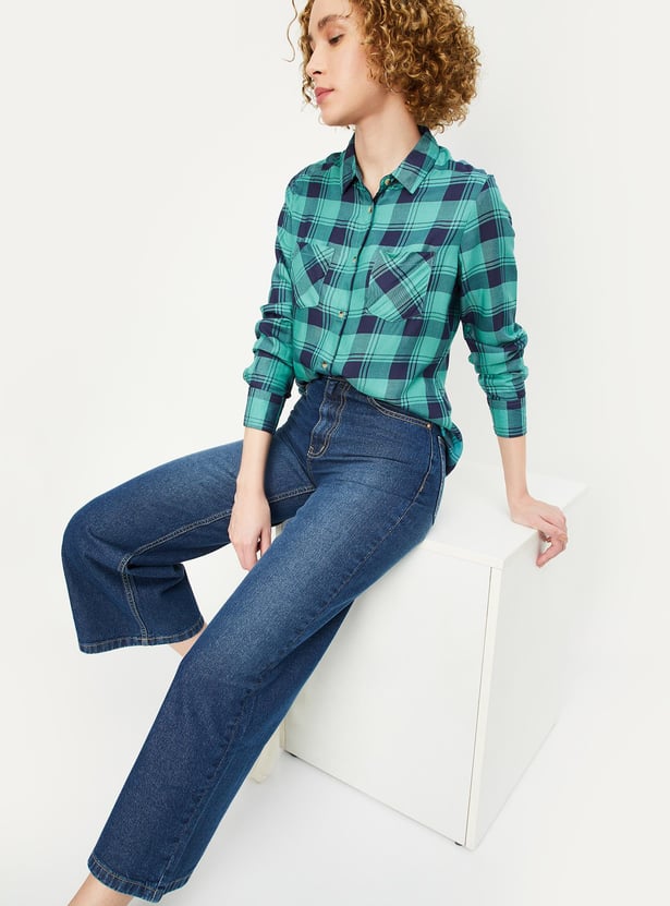 Women Checked Yarn Dyed Shirt