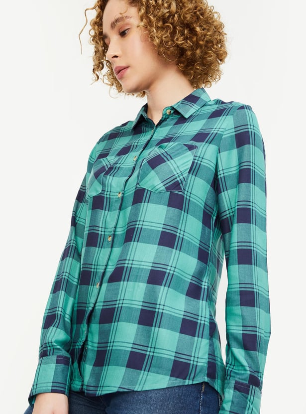 Women Checked Yarn Dyed Shirt