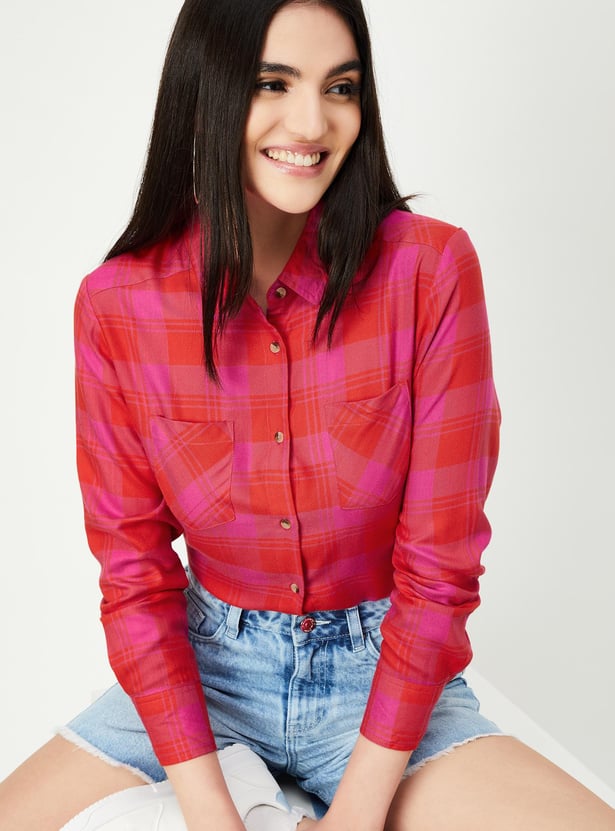 Women Checked Yarn Dyed Shirt