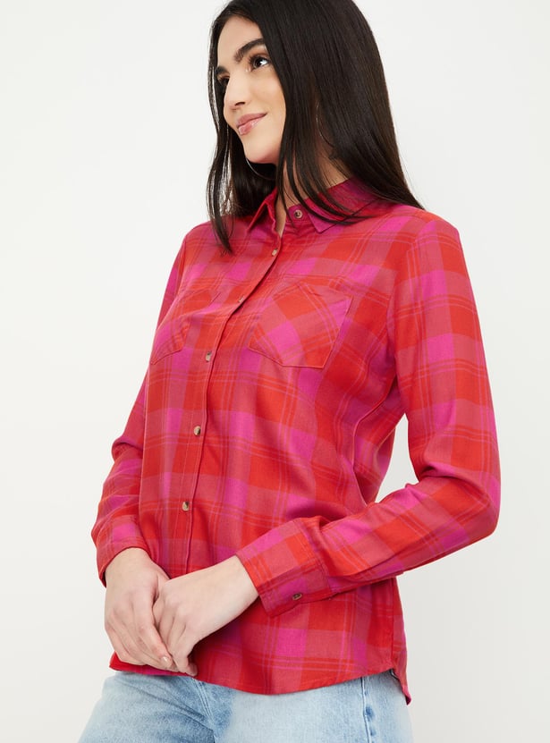 Women Checked Yarn Dyed Shirt