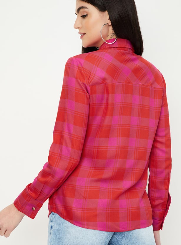 Women Checked Yarn Dyed Shirt