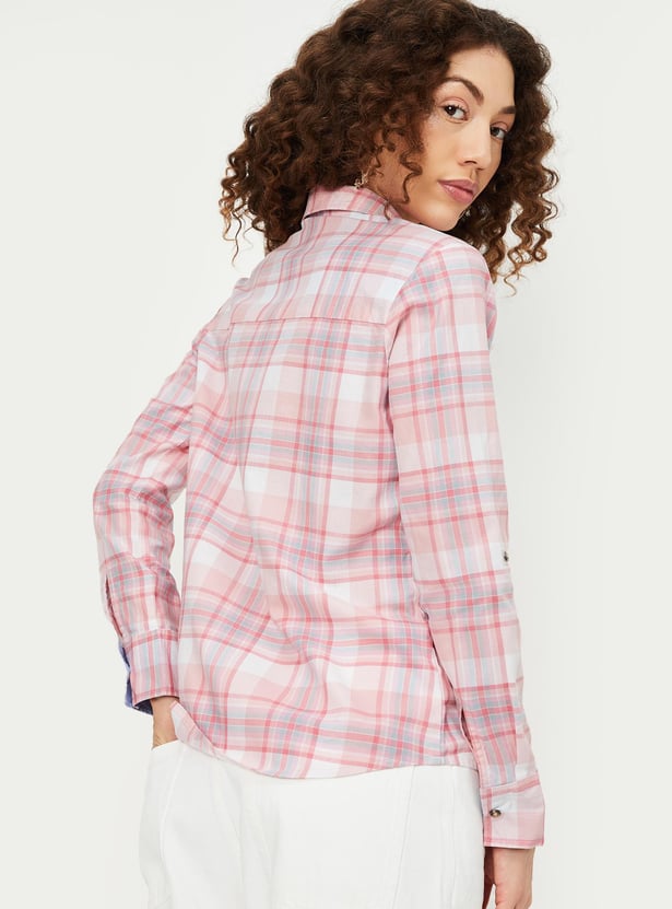 Women Tartan Checked Yarn Dyed Shirt