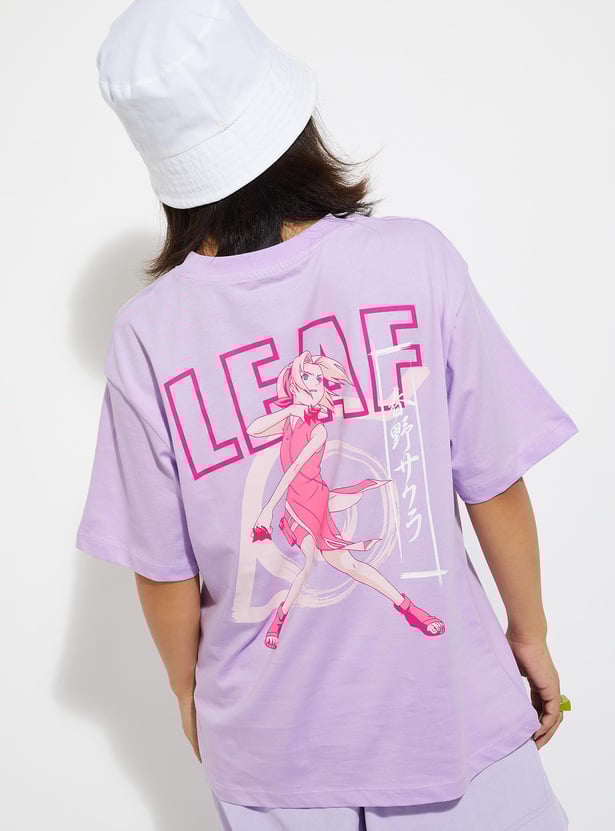 Buy URB_N Women Oversized Sakura Printed T-shirt Online at