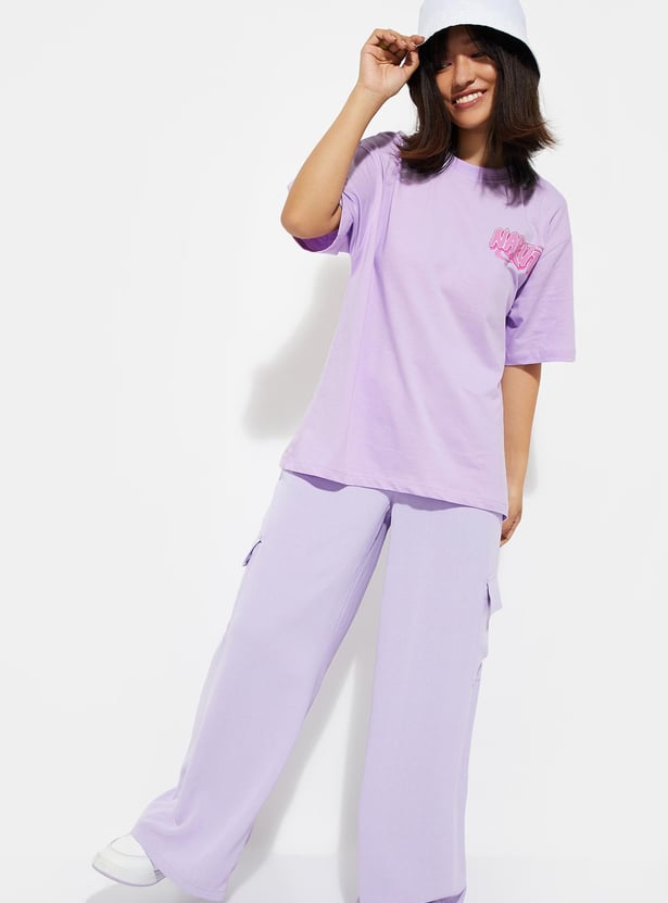 URB_N Women Oversized Sakura Printed T-shirt