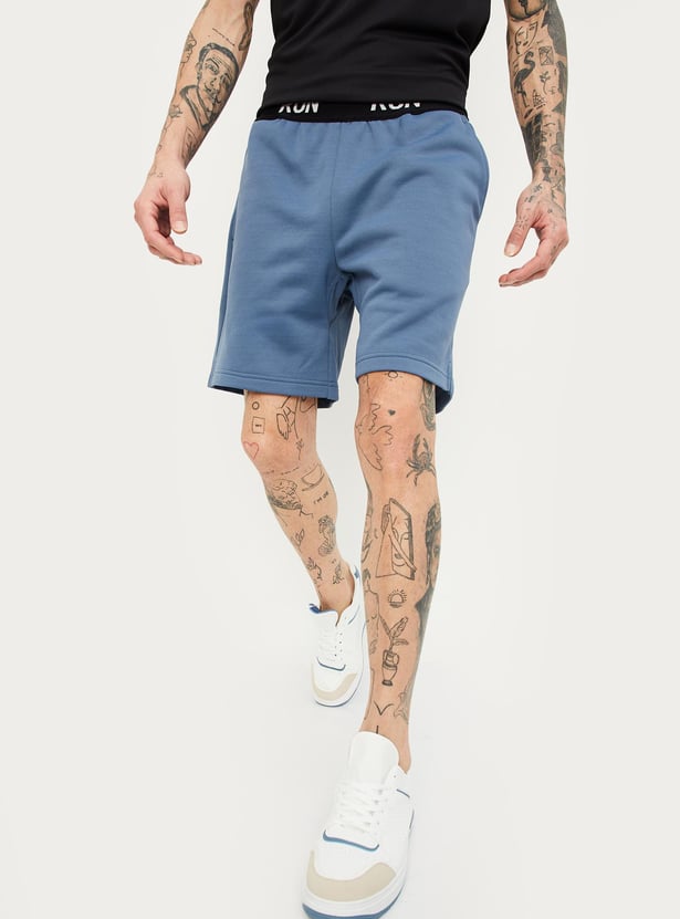 Men Solid Elasticated Active Shorts