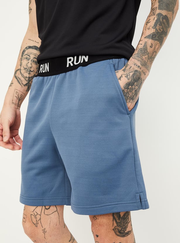 Men Solid Elasticated Active Shorts