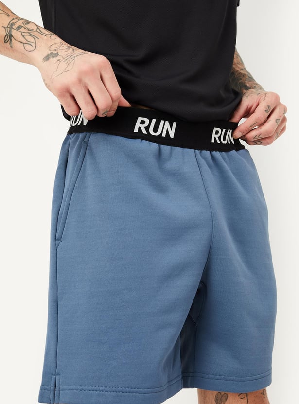 Men Solid Elasticated Active Shorts