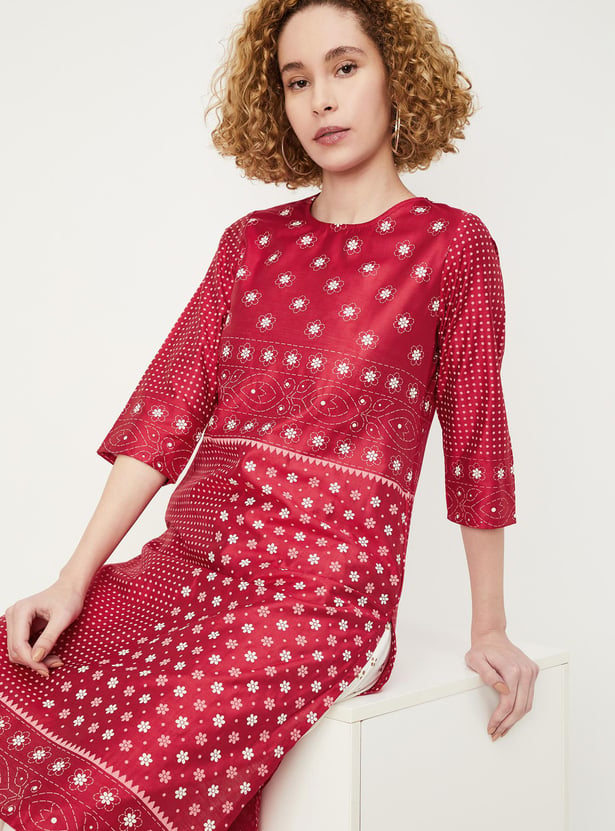 Women Multi Color Printed Straight Kurta With Trouser