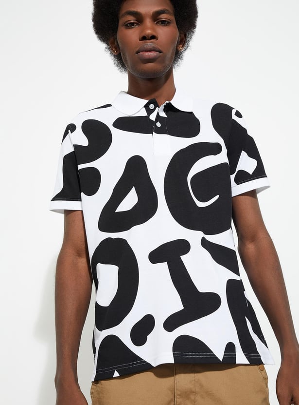 URB_N Men Slim Fit Printed Polo T-shirt