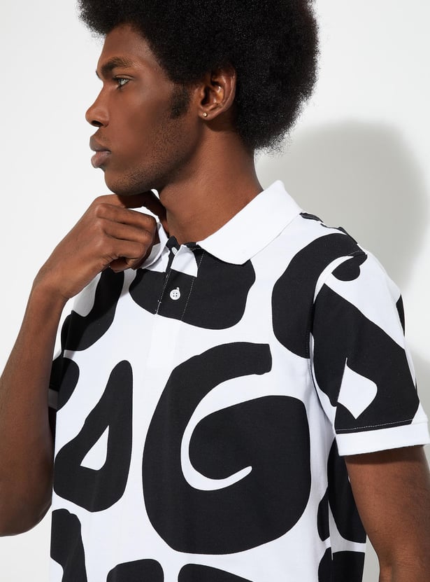URB_N Men Slim Fit Printed Polo T-shirt