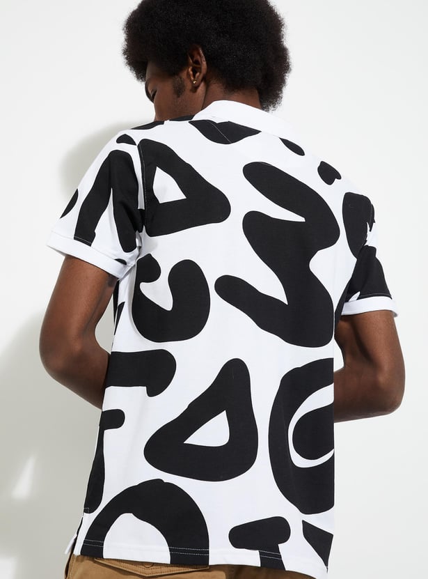 URB_N Men Slim Fit Printed Polo T-shirt