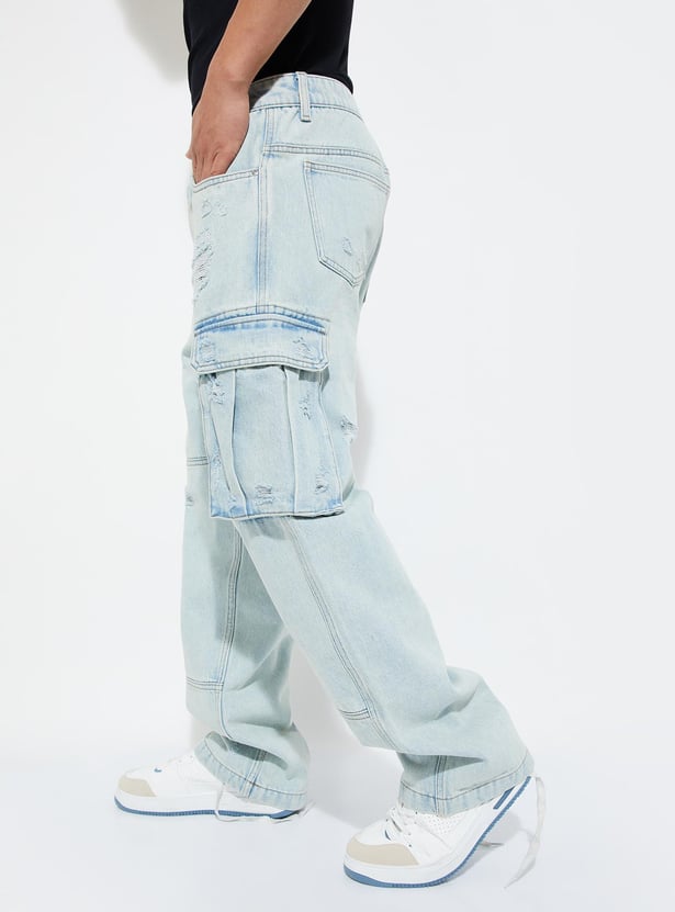Buy URB_N Men Loose Fit Distressed Cargo Jeans Online at Buy URB_N Men Loose Fit Distressed Cargo Jeans Online at
