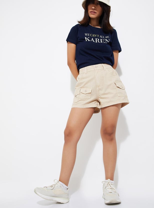 URB_N Women Solid Cargo Shorts