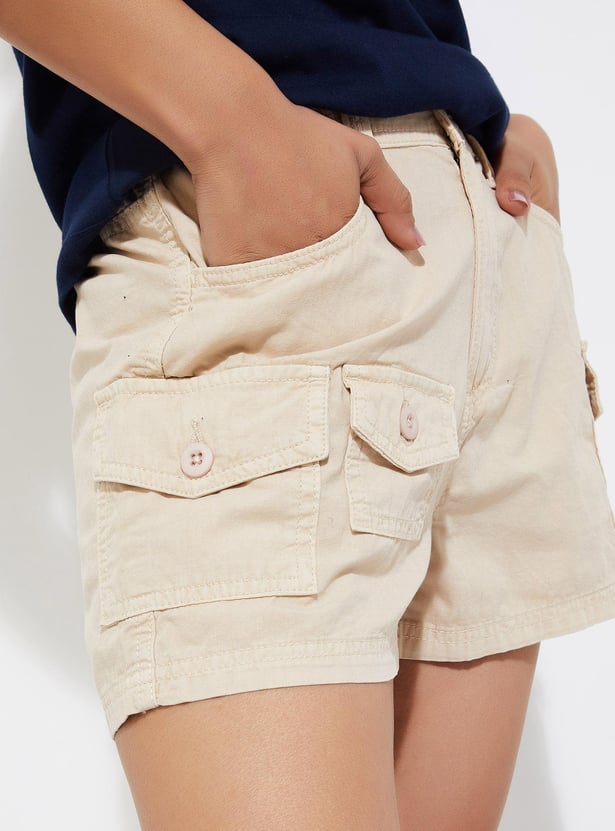 URB_N Women Solid Cargo Shorts