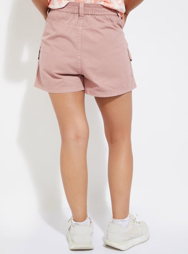 URB_N Women Solid Cargo Shorts