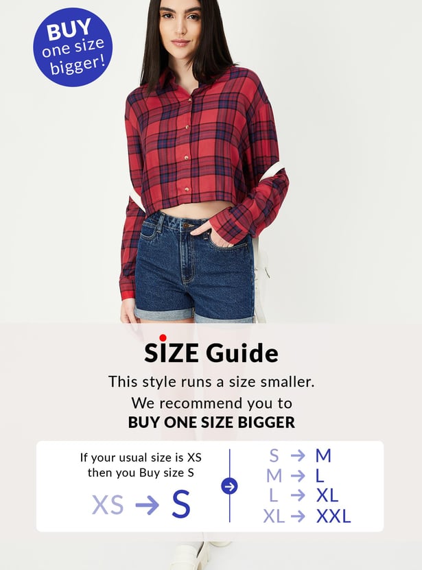 Unisex Cropped Checked Shirt