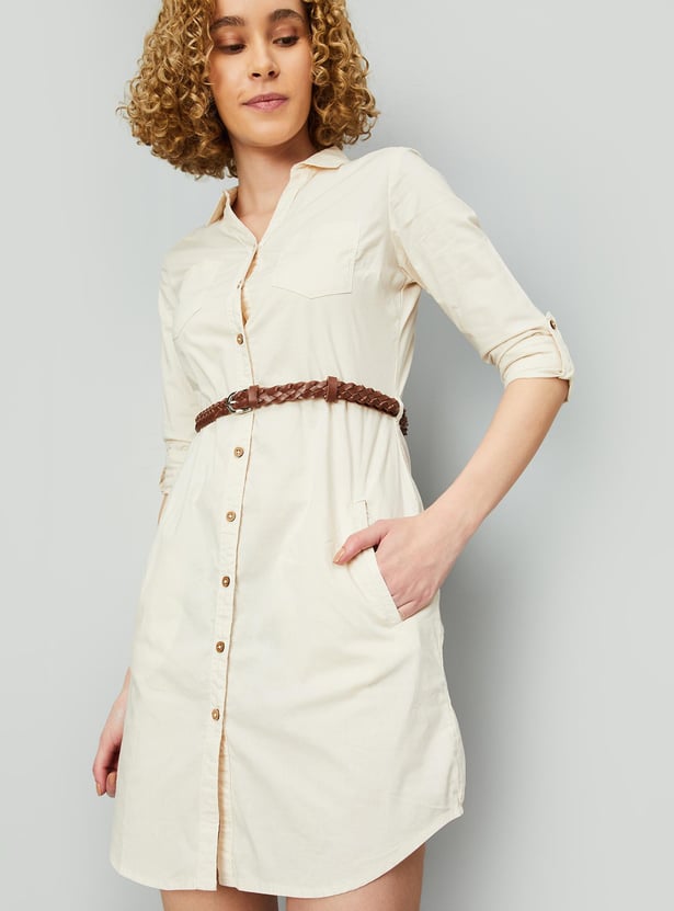 Women Solid Belted Tunic