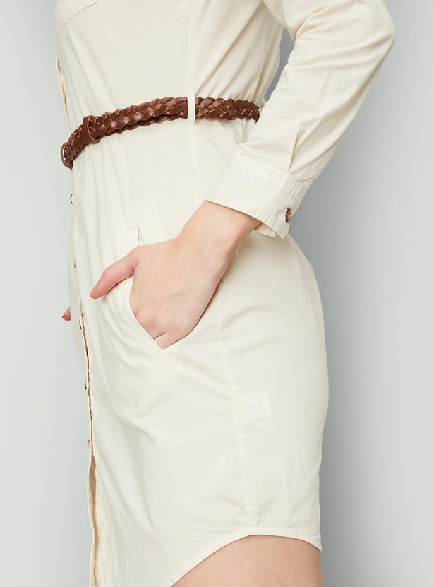 Women Solid Belted Tunic