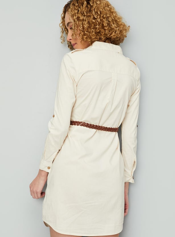 Women Solid Belted Tunic