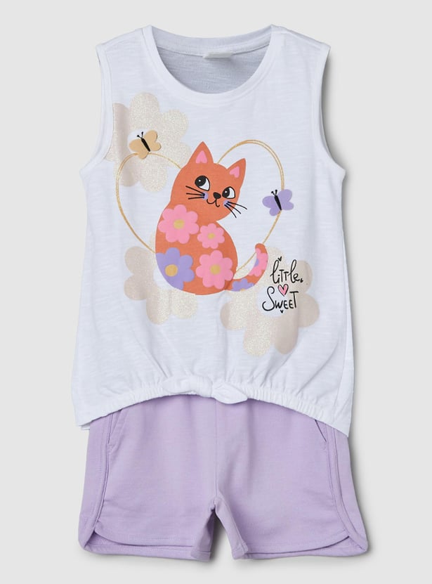 Girls Printed Sleepwear Shorts Set