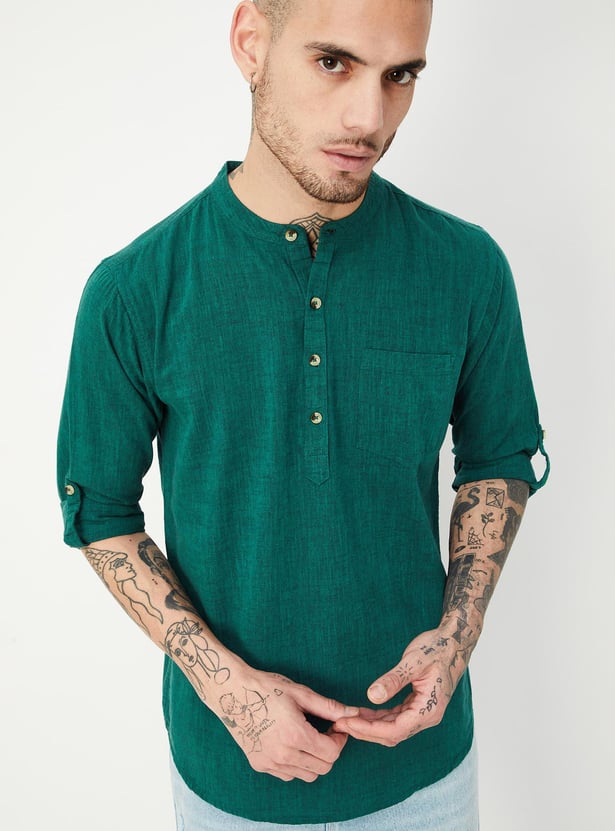 Men Solid Short Kurta