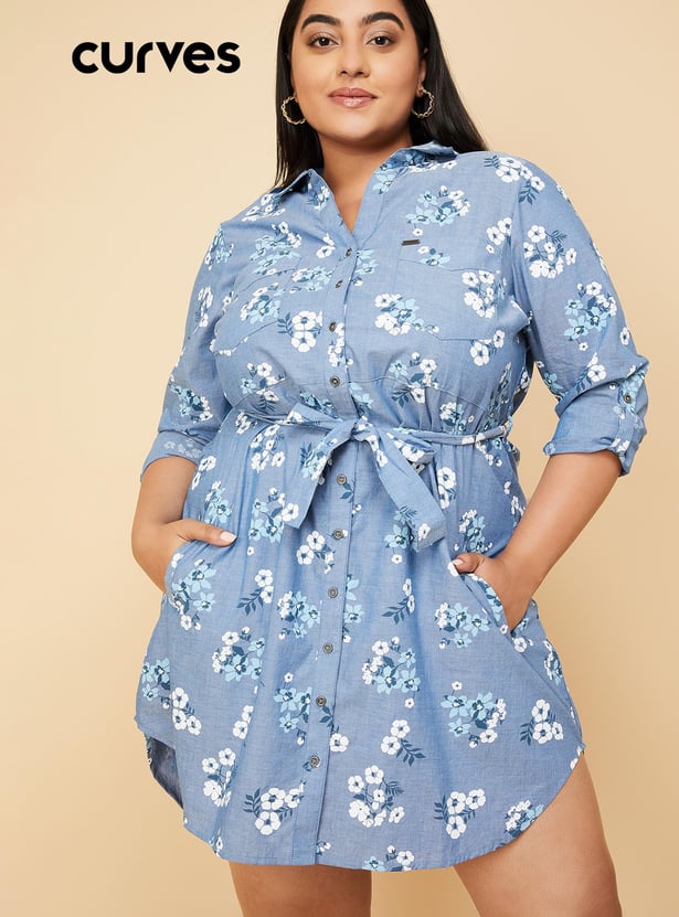 Women Floral Printed Shirt Dress