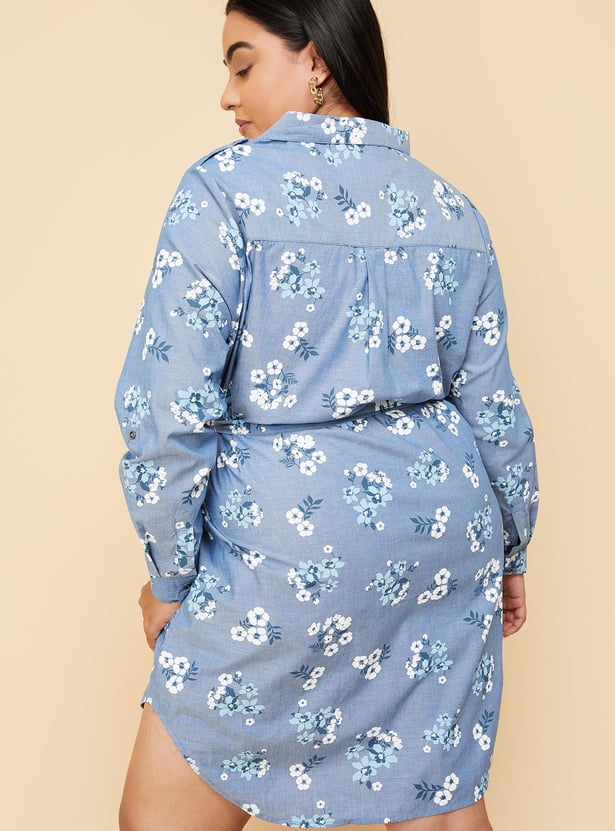 Women Floral Printed Shirt Dress