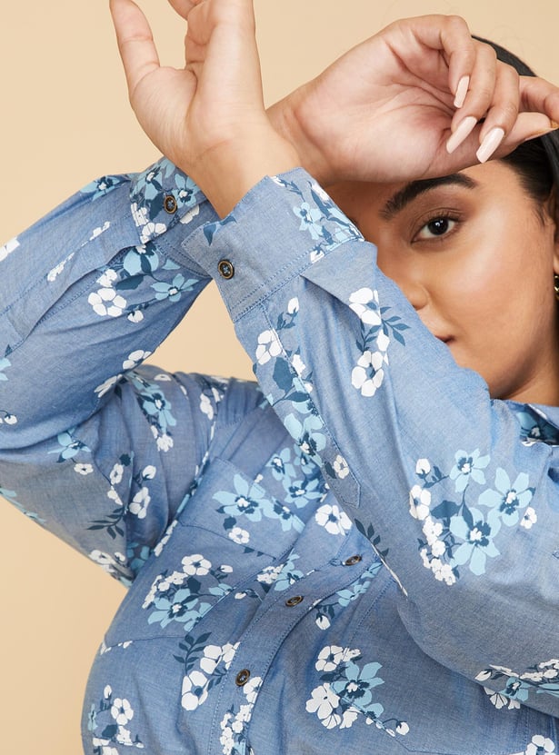 Women Floral Printed Shirt Dress