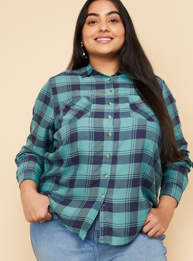 Women Checked Yarn Dyed Shirt