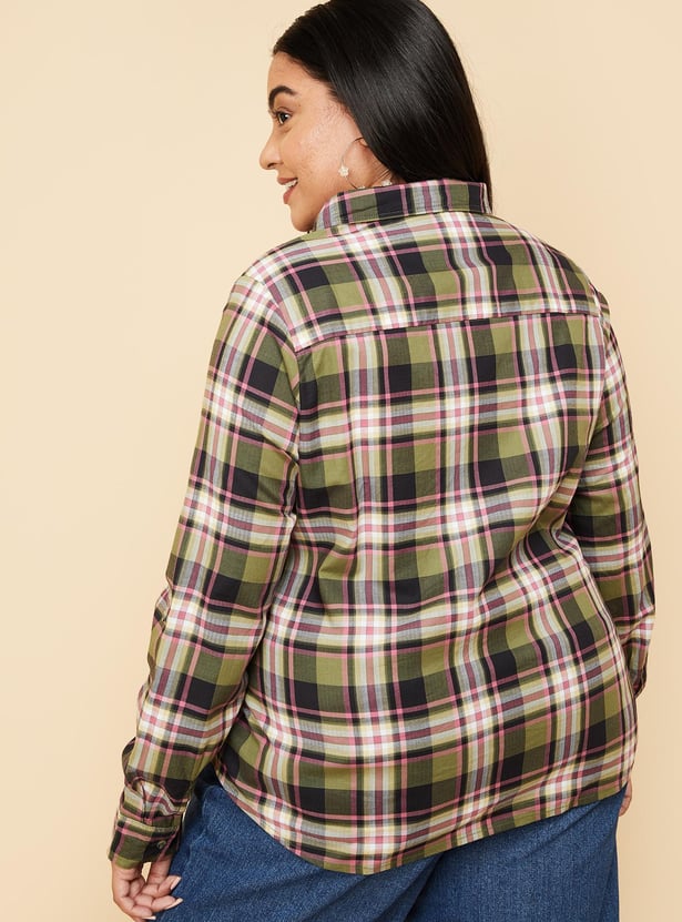 Women Tartan Checked Yarn Dyed Shirt