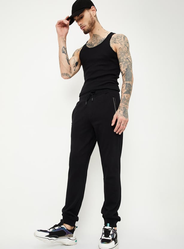 Men Solid Joggers with Zip Pockets