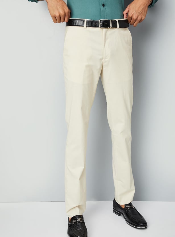 Men Solid Ultra Slim Fit Formal Trousers