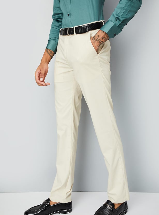 Men Solid Ultra Slim Fit Formal Trousers