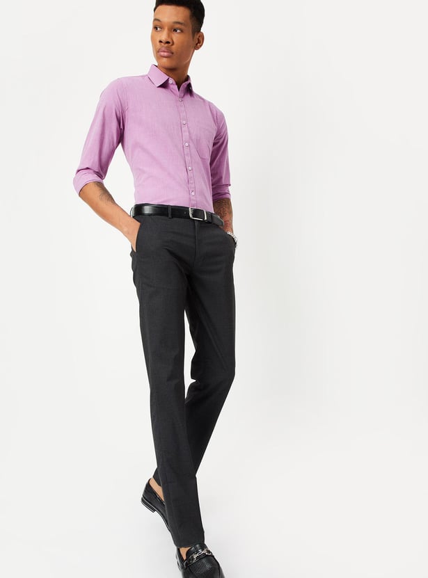 Men Solid Ultra Slim Fit Formal Trousers