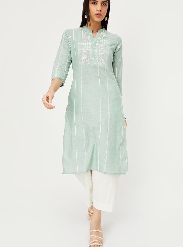 Women Embroidered Straight Kurta