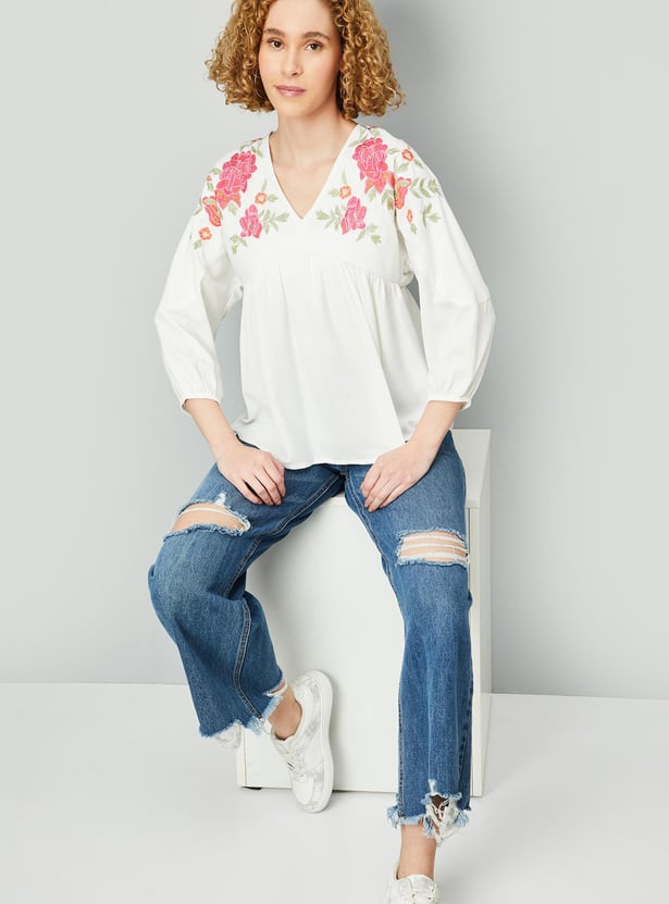 Women Floral Embroidered Tunic