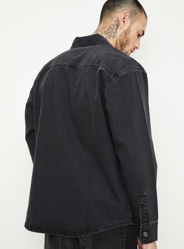 Men Washed Denim Shacket