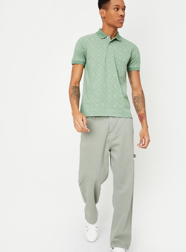 Men Slim Fit Printed Polo T-shirt