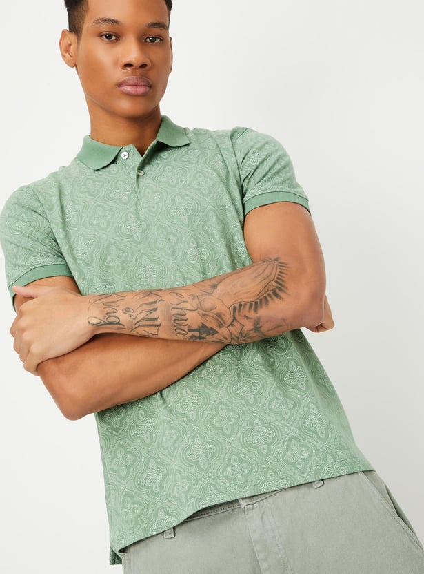 Men Slim Fit Printed Polo T-shirt